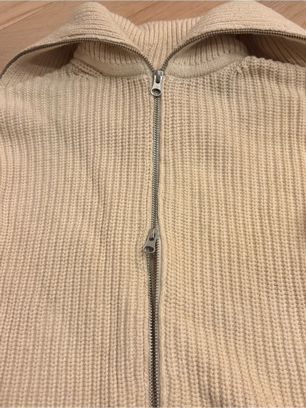 Everlane Cream Ribbed Zip-Up Sweater - Picture 2 of 6
